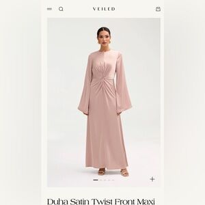 Veiled Duha satin twist front maxi dress